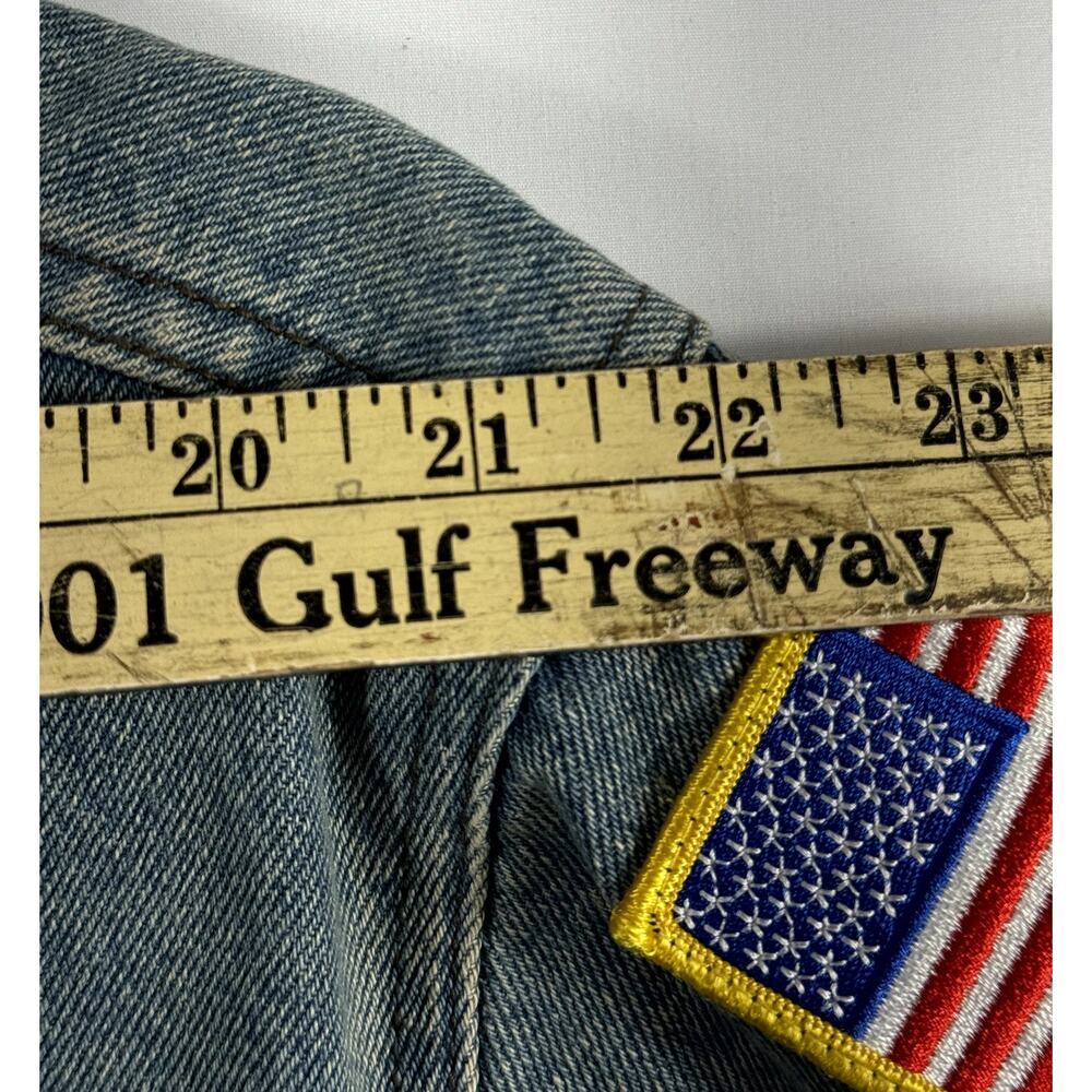 Vintage Harley Davidson Jean Denim Jacket Sz M Logo Patch Blue Trucker Biker - Picture 12 of 13